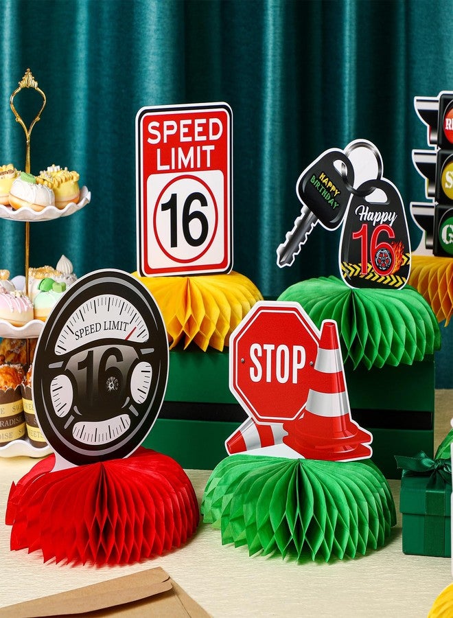 Weekgrat مجموعة زينة حفلات عيد الميلاد السادس عشر من ويكغرات، 9 قطع، بتصميم رخصة قيادة، قطع مركزية على شكل خلية نحل، ديكورات لسائقي السيارات المتدربين، إشارات مرور السيارات، زينة عيد الميلاد السادس عشر - Image 3